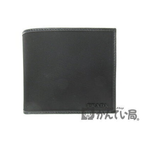 PRADA Bifold Wallet Coin Nylon Leather Black - Picture 1 of 6